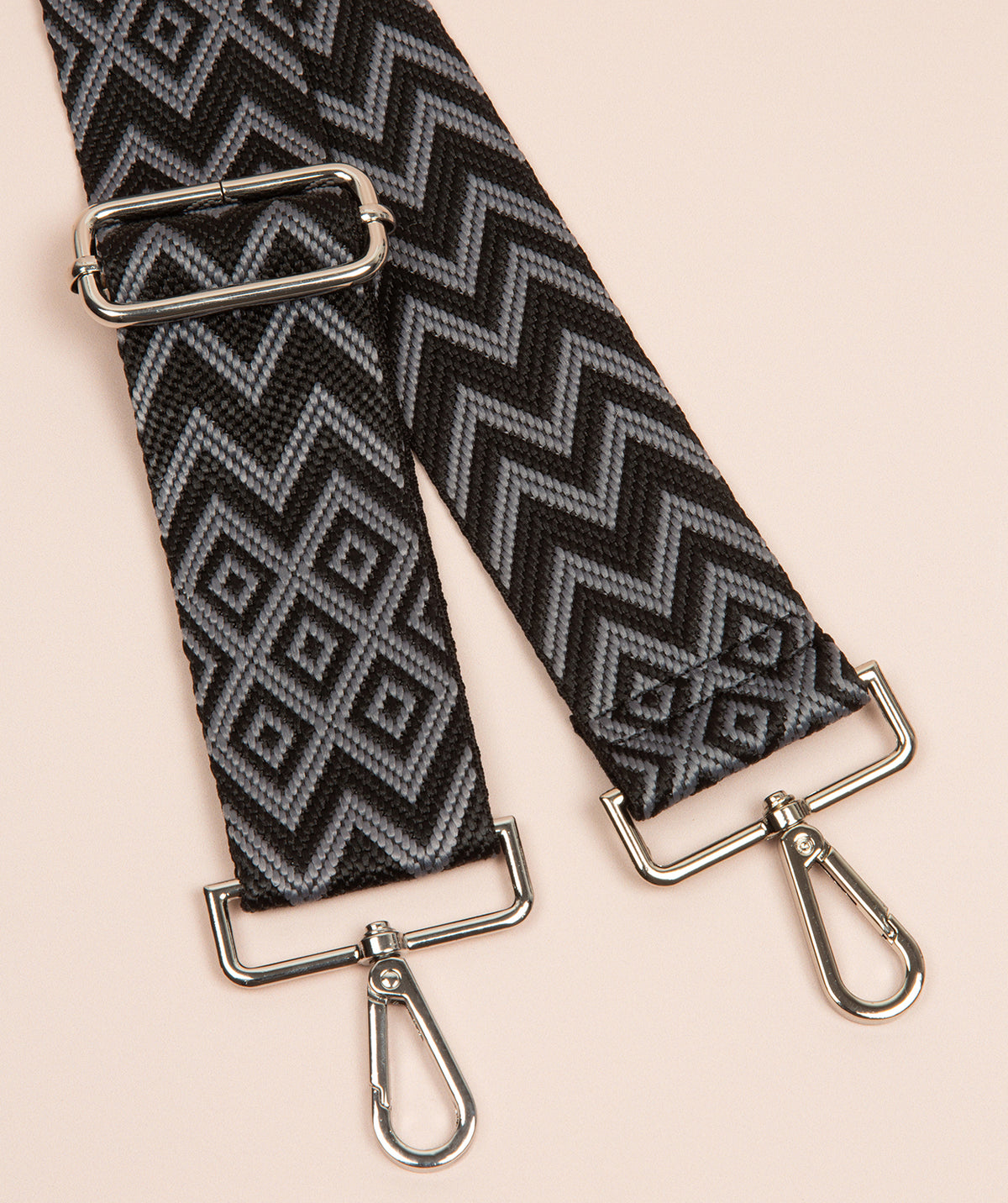 Strap Black and Grey Zig Zag Mix with Silver Fittings