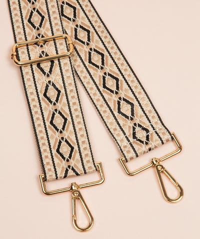 Strap Beige and Black Rhombus Mix with Gold Fittings