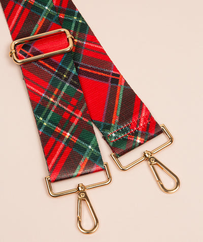 Strap Red and Green Tartan Mix with Gold Fittings