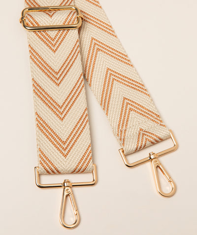 Strap Terracotta and Cream Chevron Mix with Gold Fittings