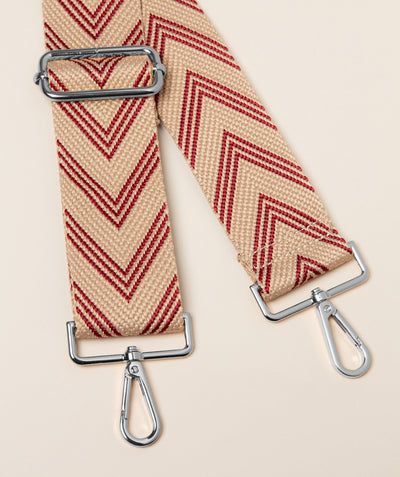 Strap Maroon and Cream Chevron Mix with Silver Fittings