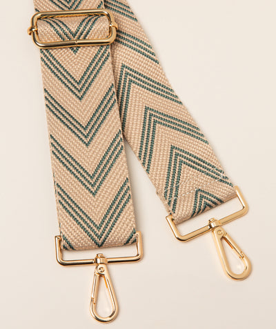 Strap Forest Green and Cream Chevron Mix with Gold Fittings