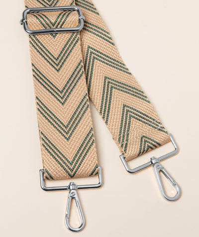 Strap Forest Green and Cream Chevron Mix with Silver Fittings