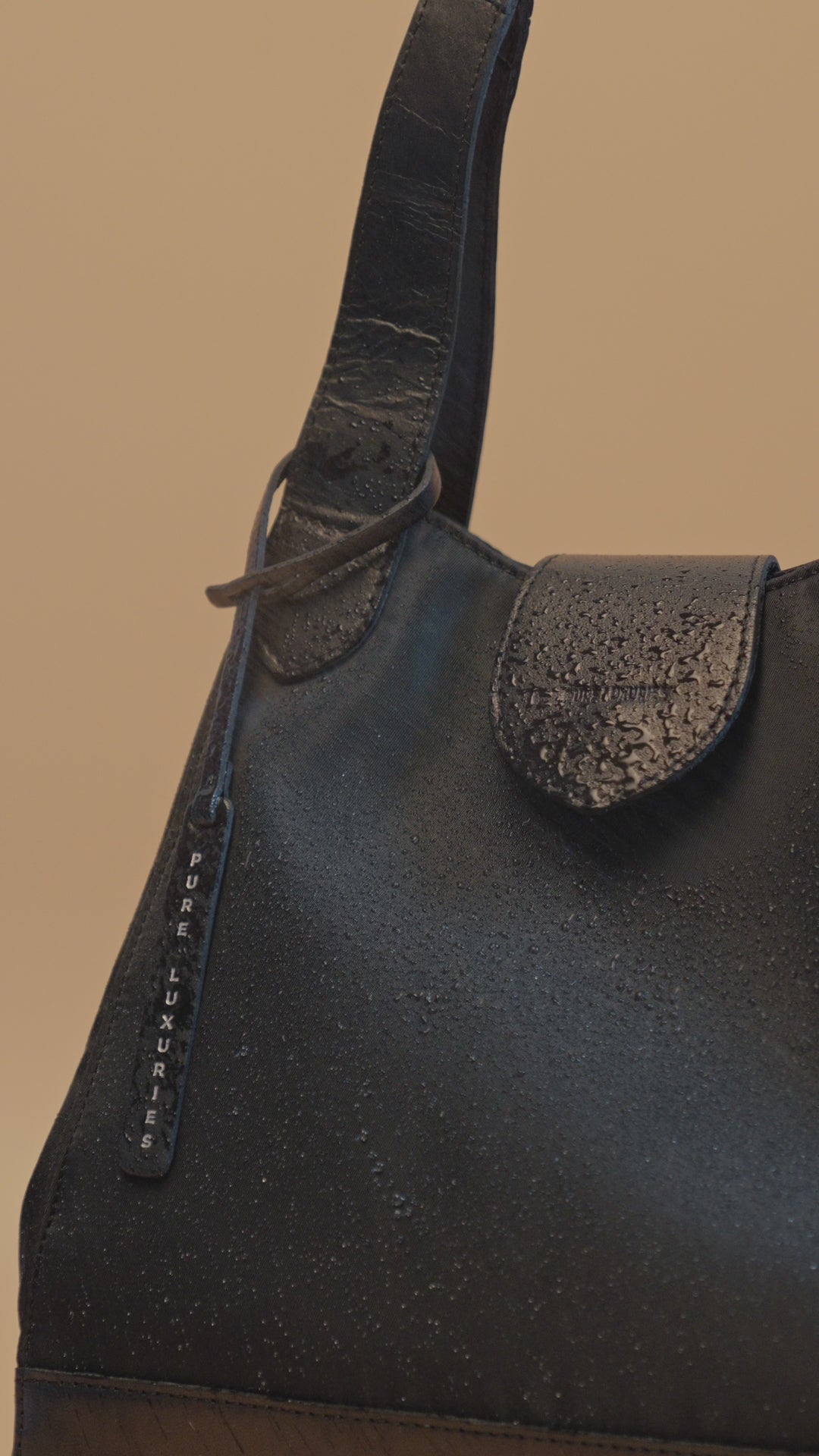 'Delphine' Black Canvas & Leather Cross Body Phone Bag