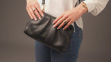 'Halsey' Black Nappa Leather Cross Body Clutch Bag