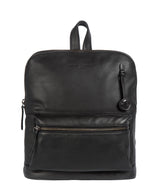 'Ingleby' Black Leather & Platinum-Coloured Detail Backpack