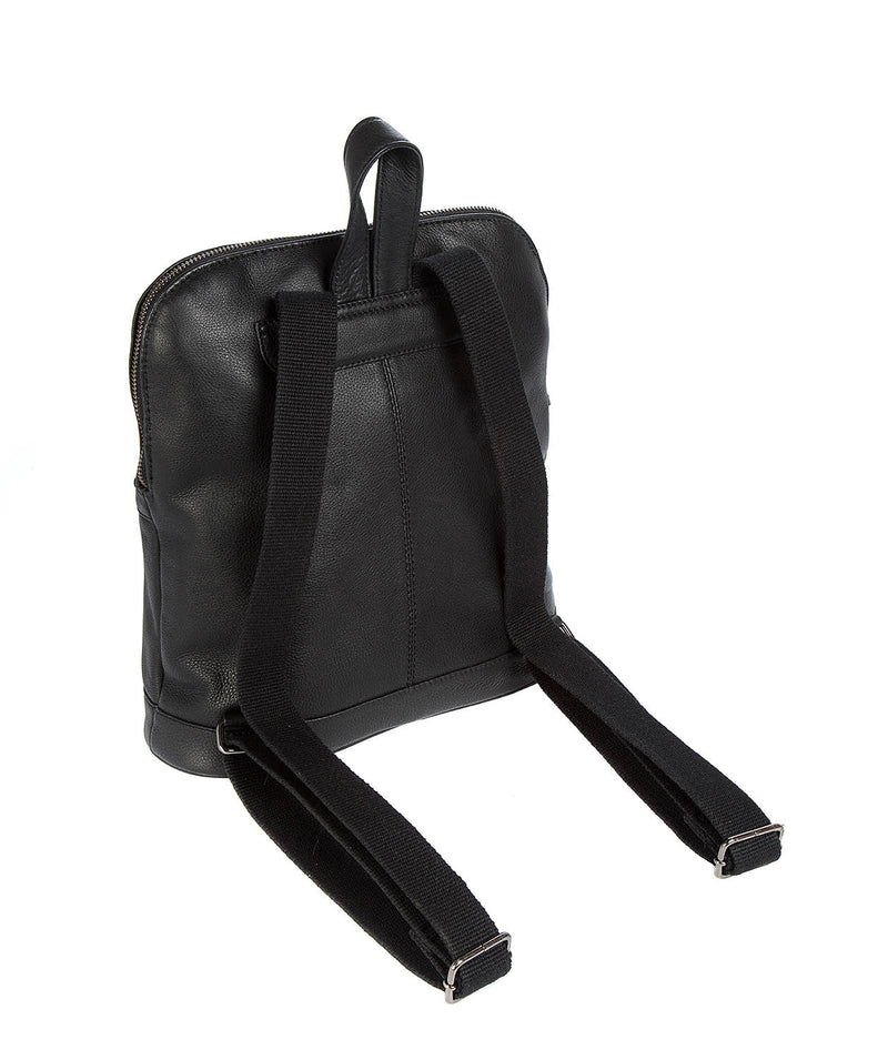 'Ingleby' Black Leather & Platinum-Coloured Detail Backpack