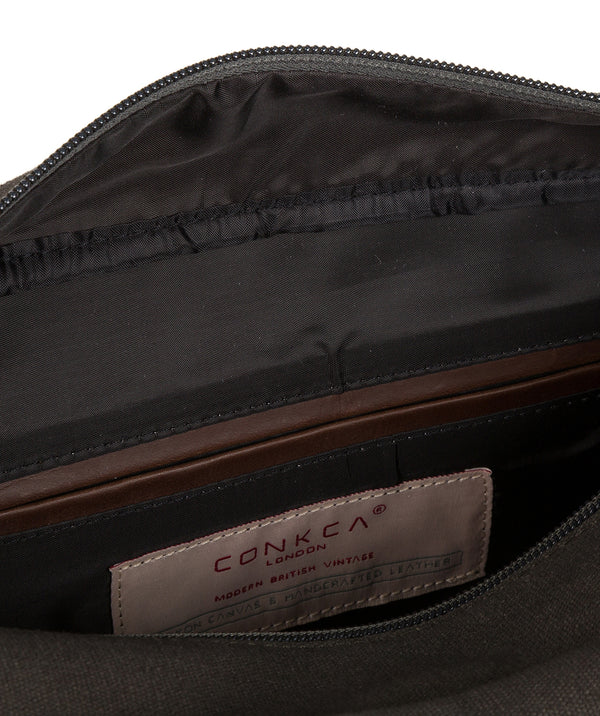 'Balham' Grey Canvas & Leather Messenger Bag