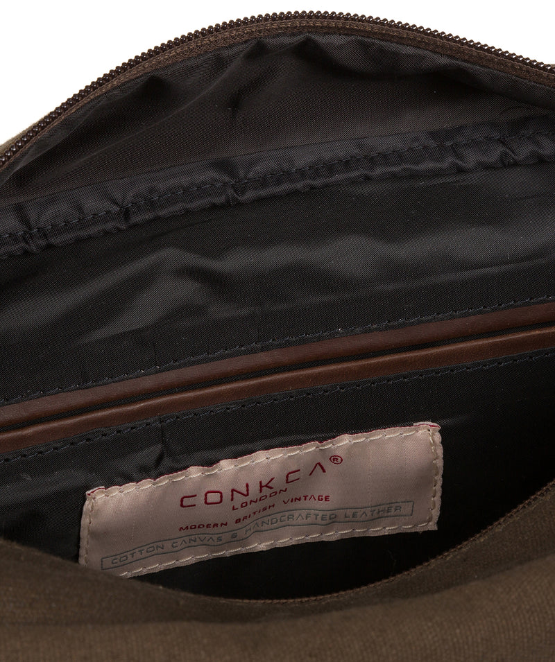 'Balham' Khaki Canvas & Leather Messenger Bag