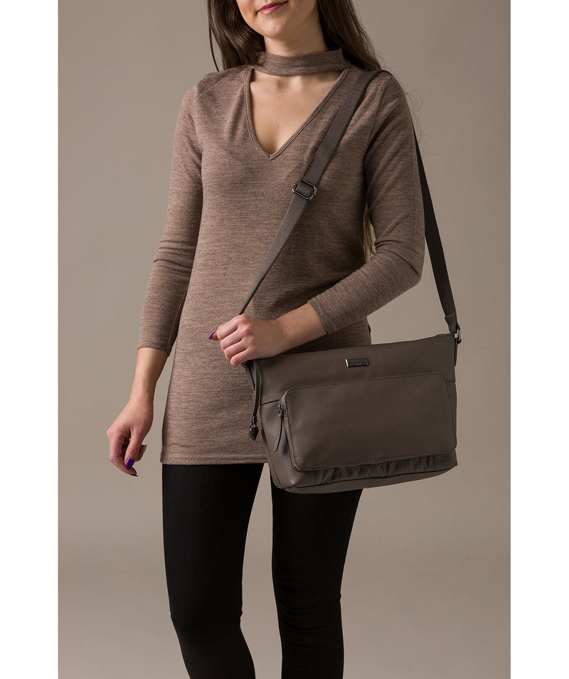 'Serrata' Grey Leather Cross-Body Bag