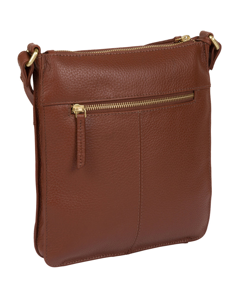 'Kaede' Dark Tan Quality Leather Cross-Body Bag