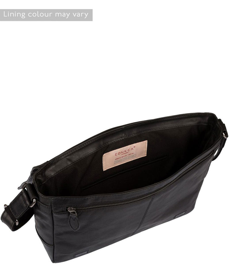 'Bermondsey' Black Leather Messenger Bag