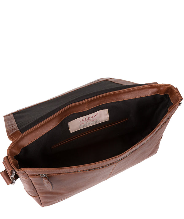 'Bermondsey' Conker Brown Leather Messenger Bag