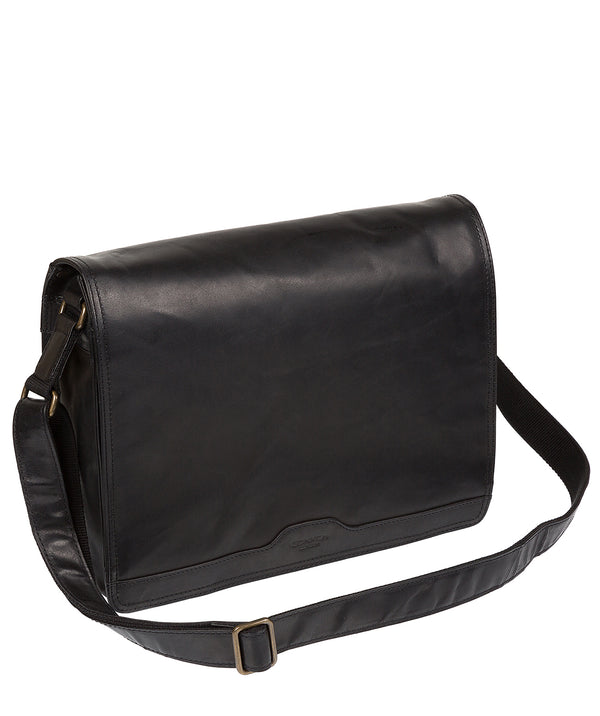 'Islington' Black Buffalo Leather Messenger Bag