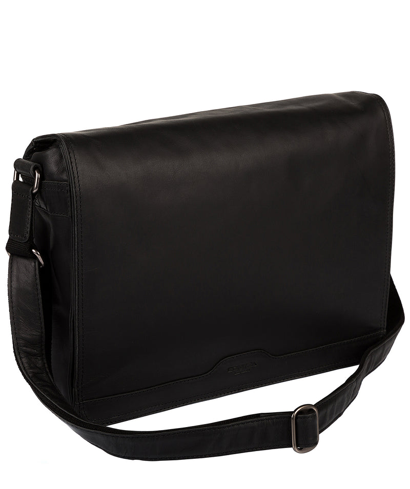 'Islington' Black Natural Cowhide Messenger Bag