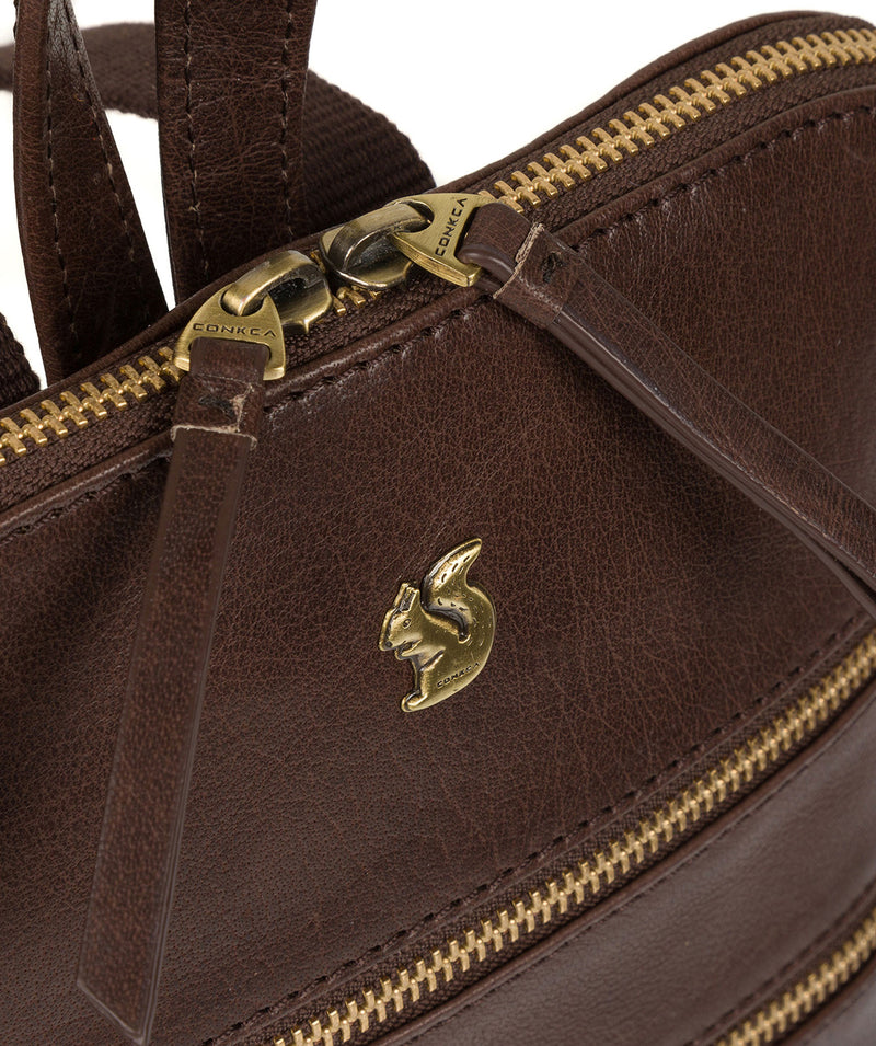 'Francisca' Dark Brown Leather Backpack image 6