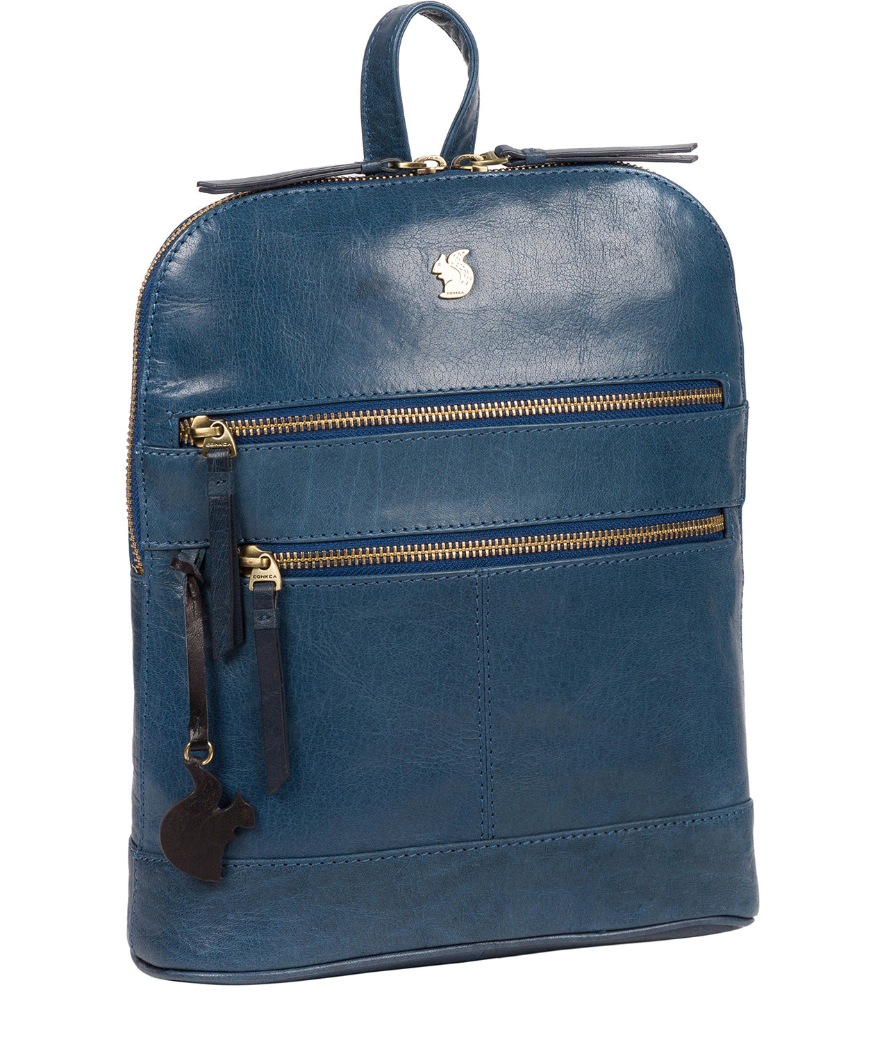 Blue Leather Backpack 'Francisca' by Conkca London