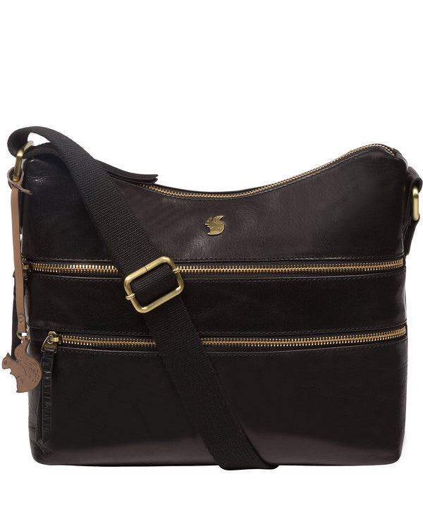 'Georgia' Black Leather Shoulder Bag