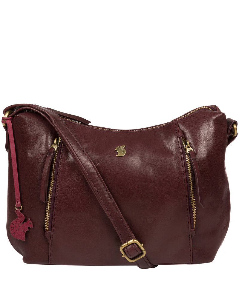 'Esta' Plum Leather Cross Body Bag Pure Luxuries London