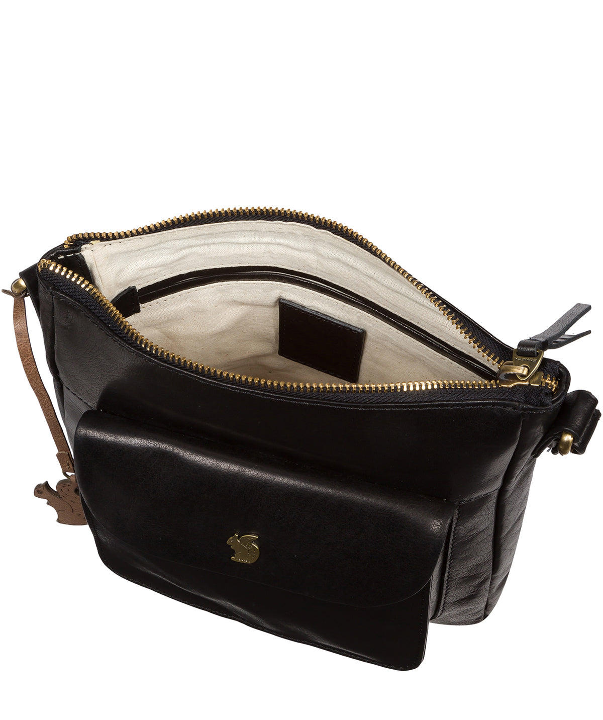 Shona bag interior compartment and zip closure detail