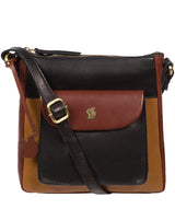 'Shona' Dark Tan, Black & Conker Brown Leather Cross Body Bag