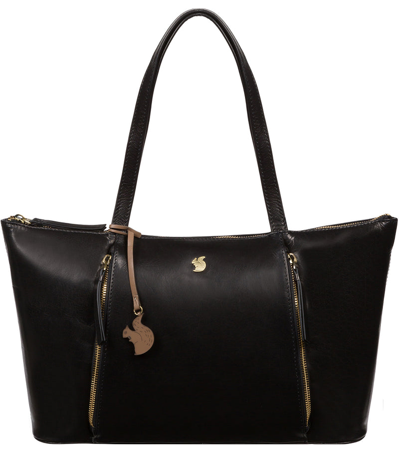 'Clover' Black Leather Tote Bag