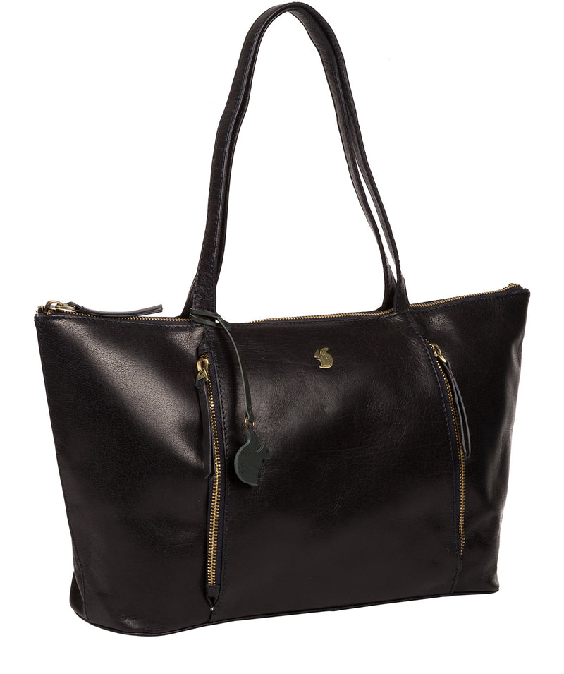 'Clover' Navy Leather Tote Bag Pure Luxuries London