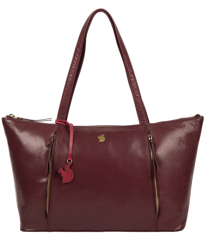 'Clover' Plum Leather Tote Bag image 1