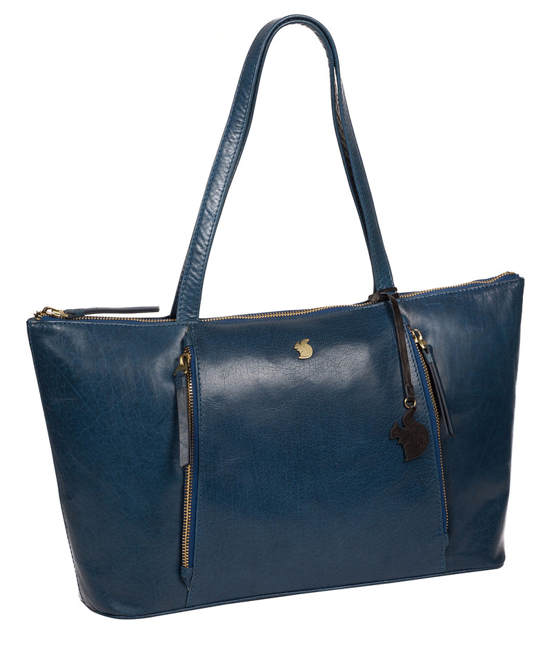 'Clover' Snorkel Blue Leather Tote Bag image 5