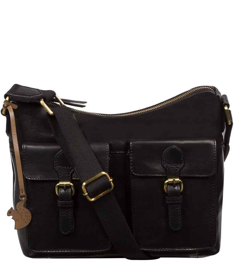 'Nancie' Black Leather Shoulder Bag