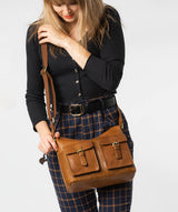 'Nancie' Dark Tan Leather Shoulder Bag