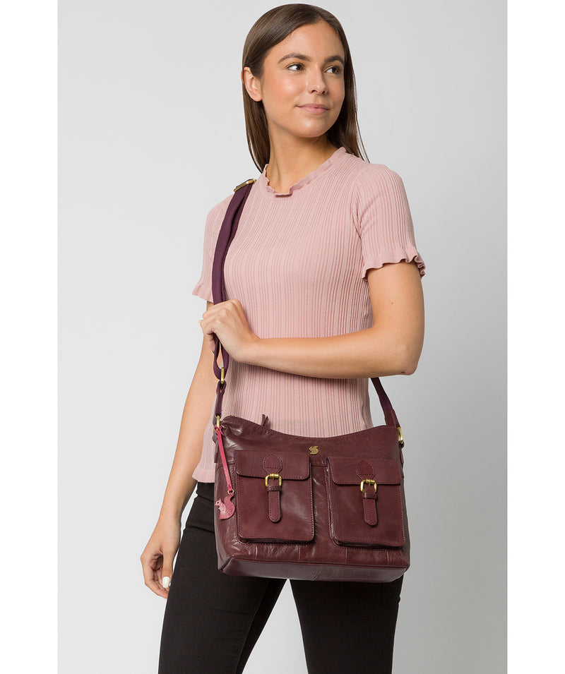 'Nancie' Plum Leather Shoulder Bag image 2