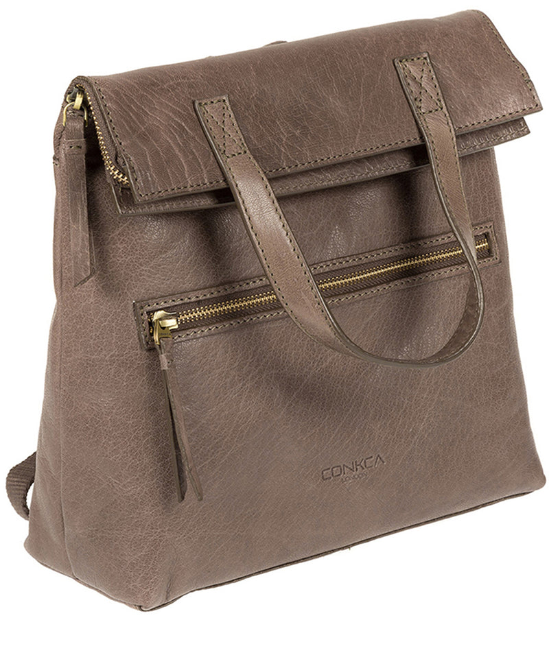 'Anoushka' Taupe Grey Leather Backpack image 3