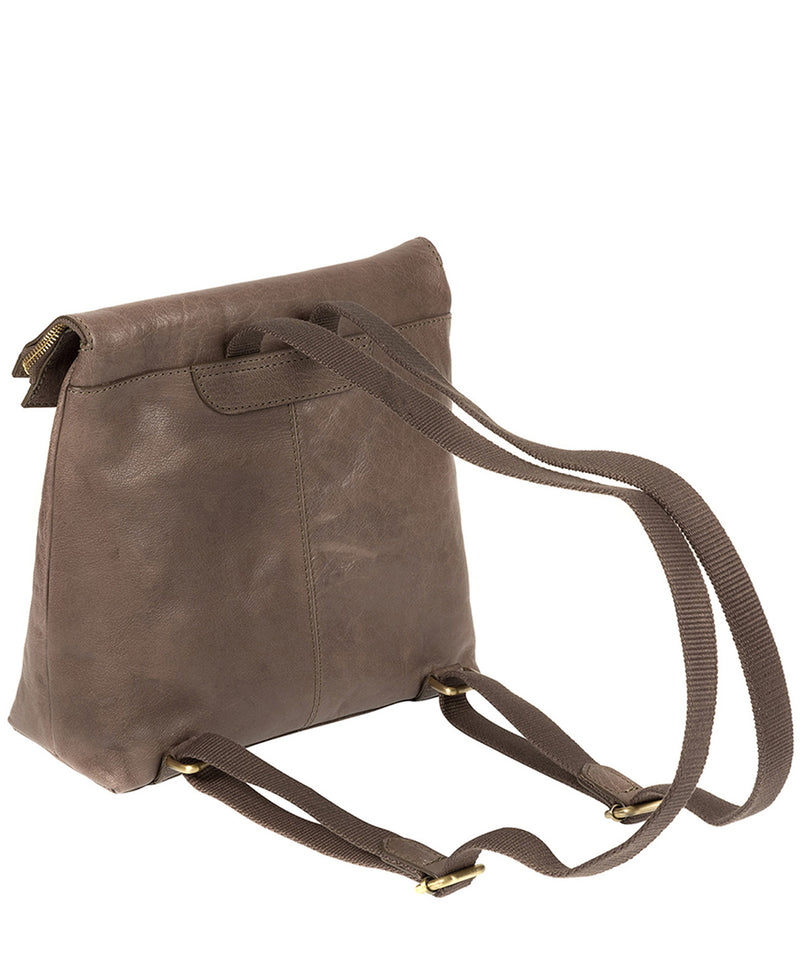 'Anoushka' Taupe Grey Leather Backpack image 5
