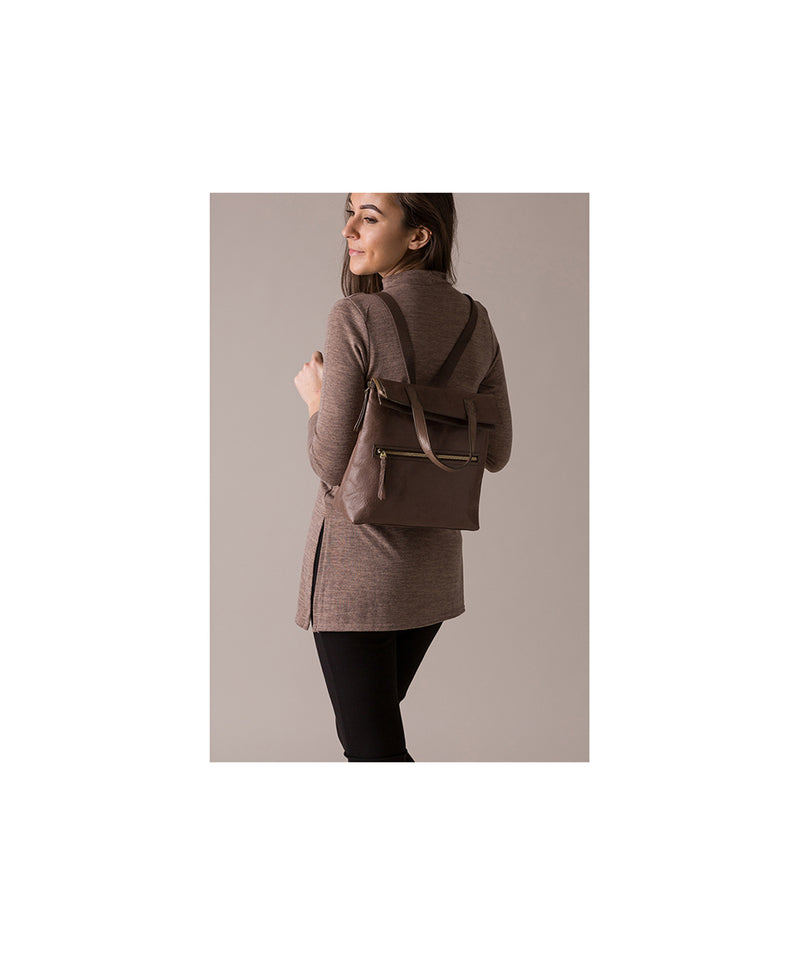 'Anoushka' Taupe Grey Leather Backpack image 2