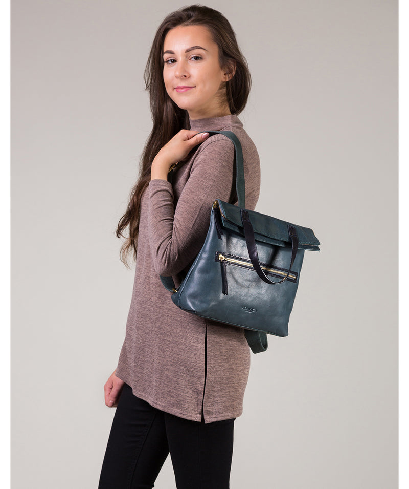 'Anoushka' Denim & Navy Leather Backpack image 2
