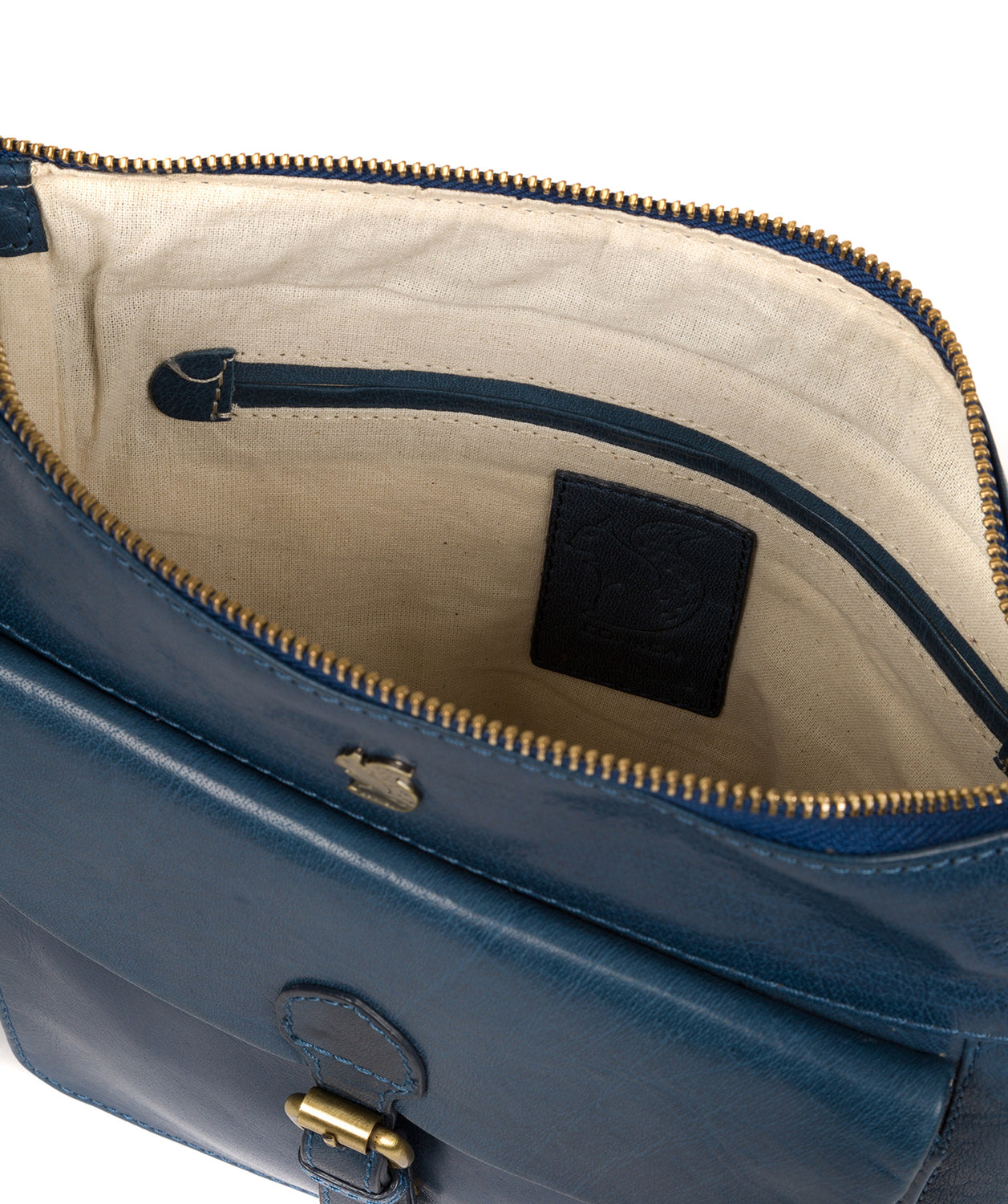 shoulder bag interior pocket and hardware detail