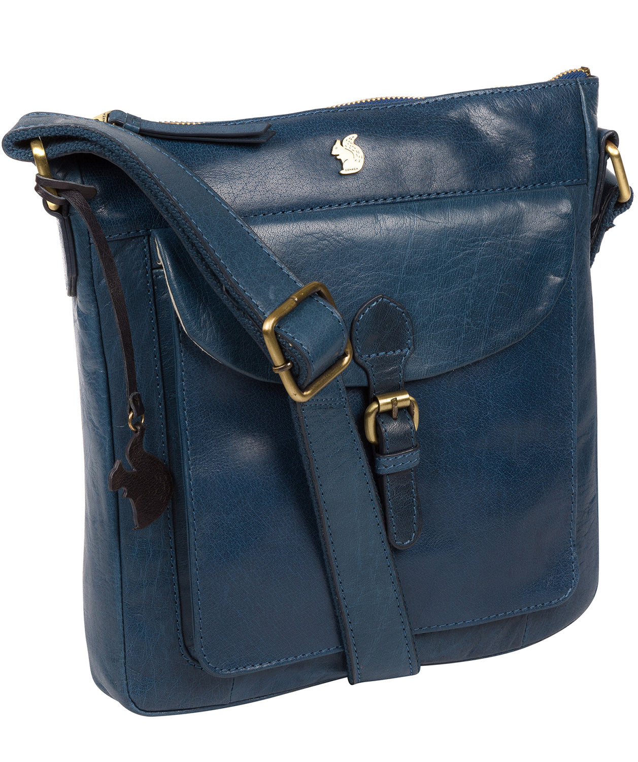 Josephine leather bag back view Snorkel Blue tone