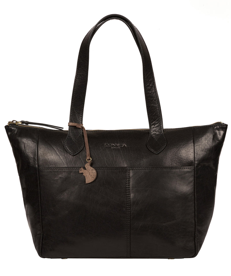 'Harp' Black Leather Tote Bag image 1