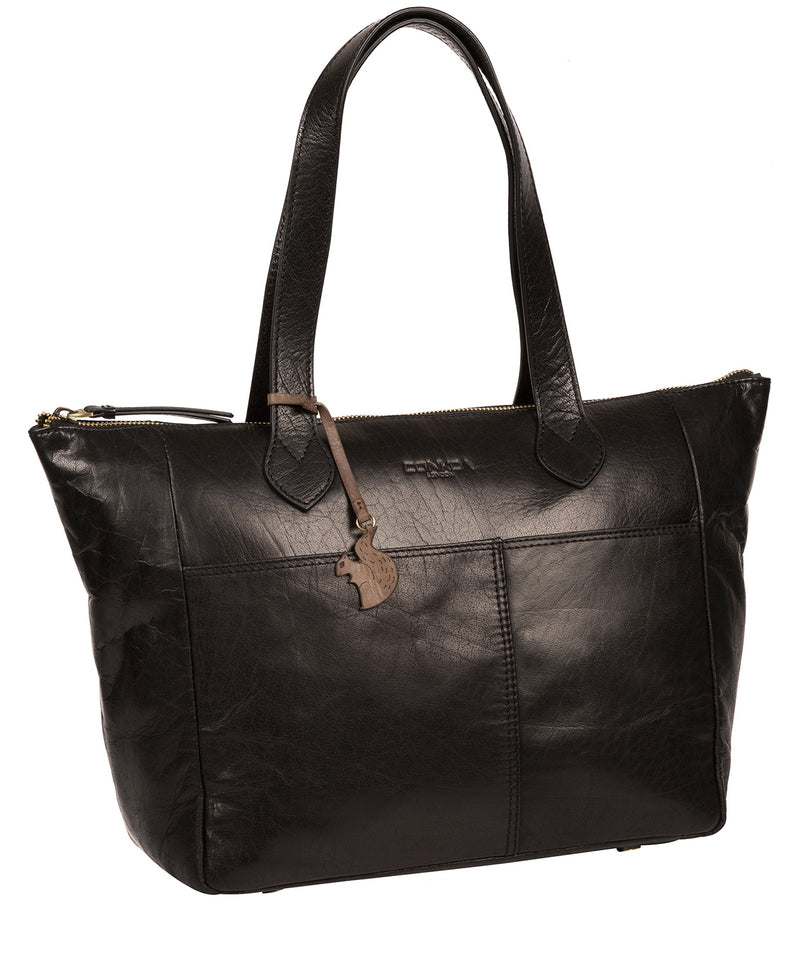 'Harp' Black Leather Tote Bag image 5