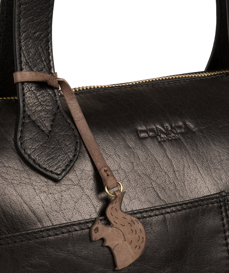 'Harp' Black Leather Tote Bag image 6