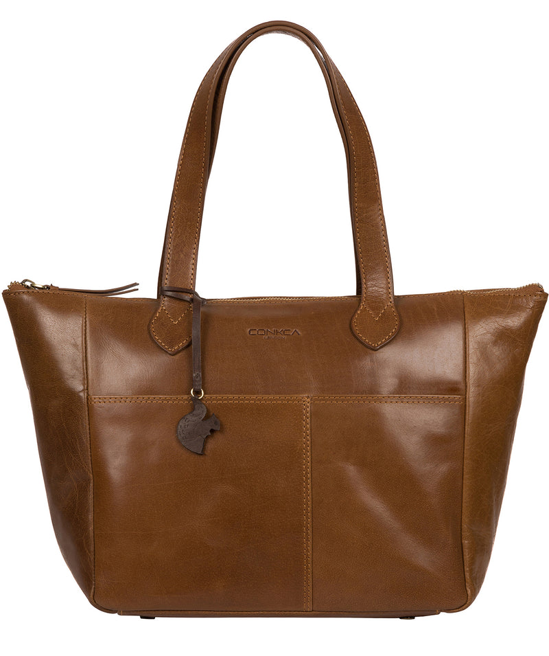 'Harp' Dark Tan Leather Tote Bag image 1