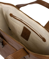 'Harp' Dark Tan Leather Tote Bag Pure Luxuries London