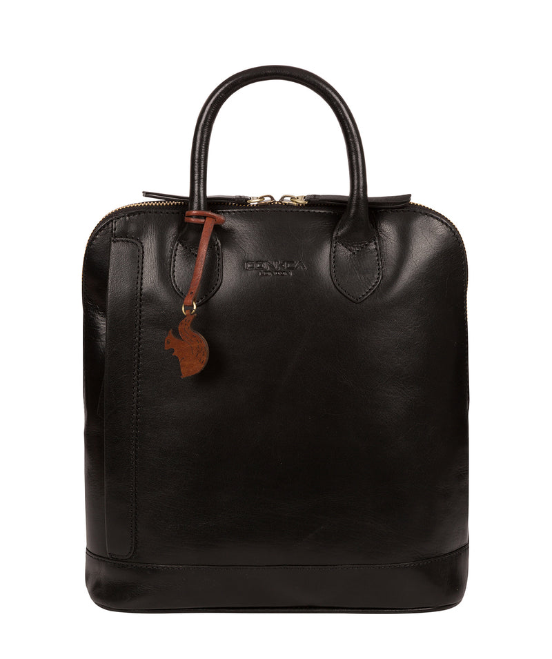 'Camille' Black Leather Backpack