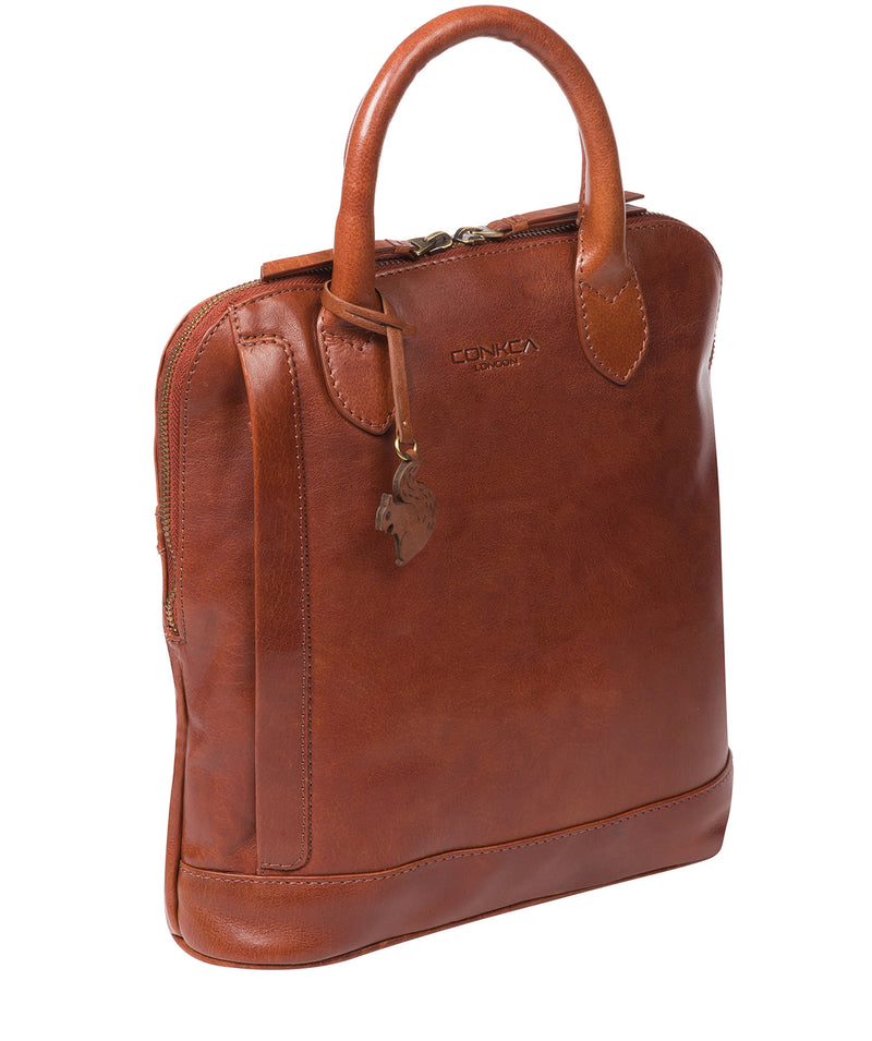 'Camille' Conker Brown Leather Backpack