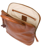 'Camille' Dark Tan Leather Backpack