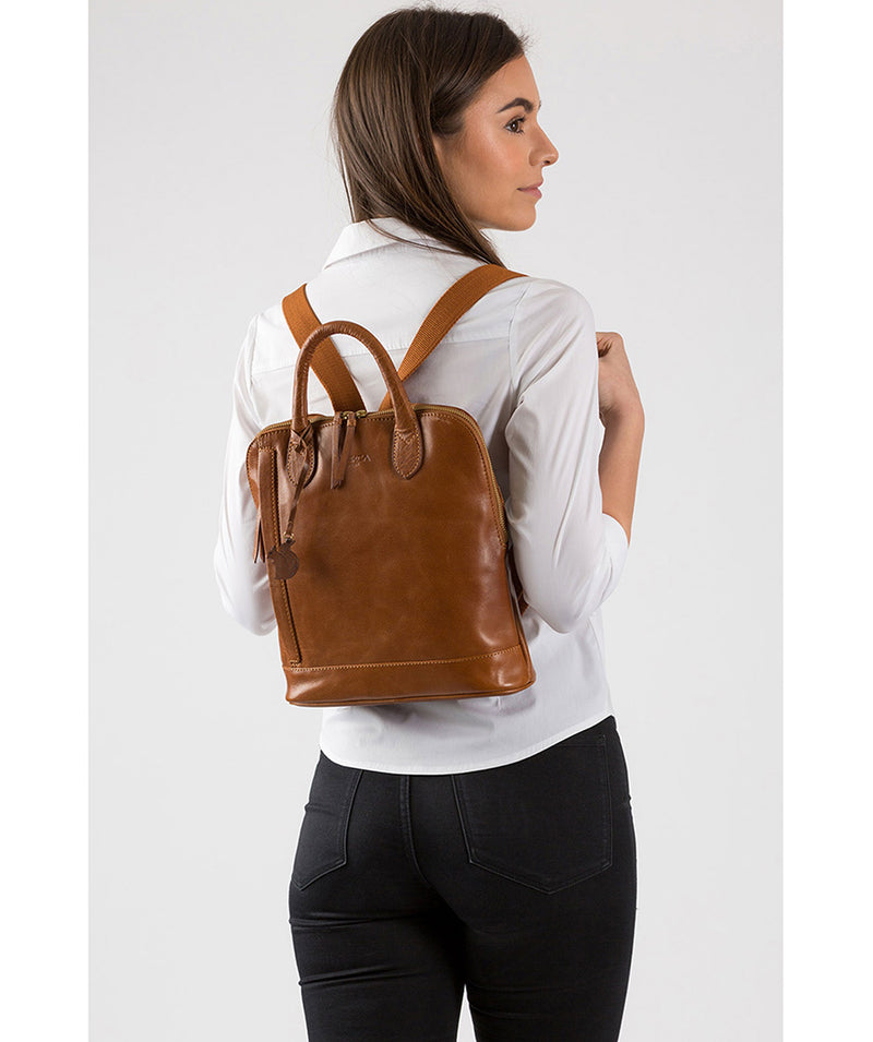 'Camille' Dark Tan Leather Backpack Pure Luxuries London