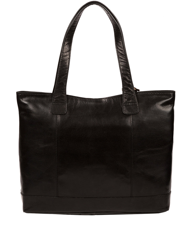 'Patience' Black Leather Tote Bag image 3