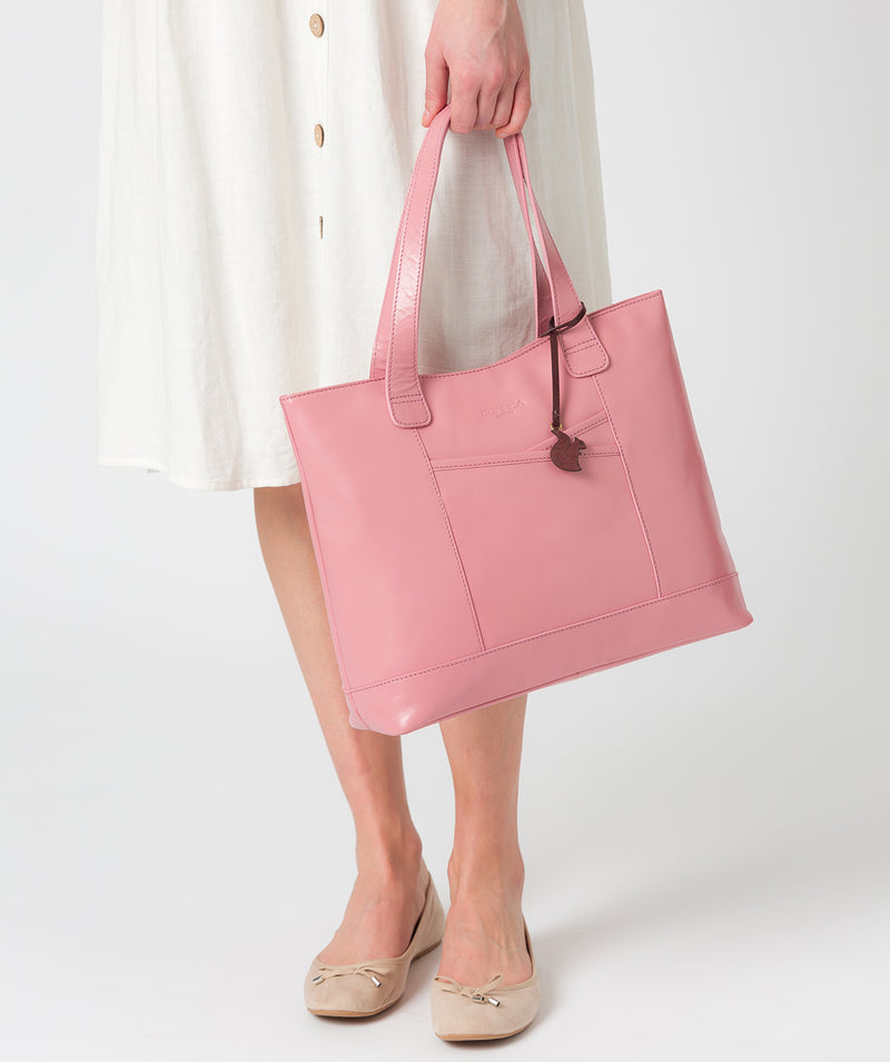 'Patience' Blush Leather Tote Bag