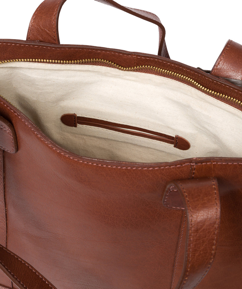 'Patience' Conker Brown Leather Tote Bag